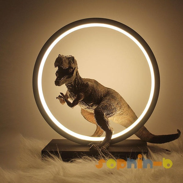 Table Lamp Bedroom Dinosaurs T-Rex Giganotosaurus Figure Desk Lamp Bedside Lamp Round Night Light Decor