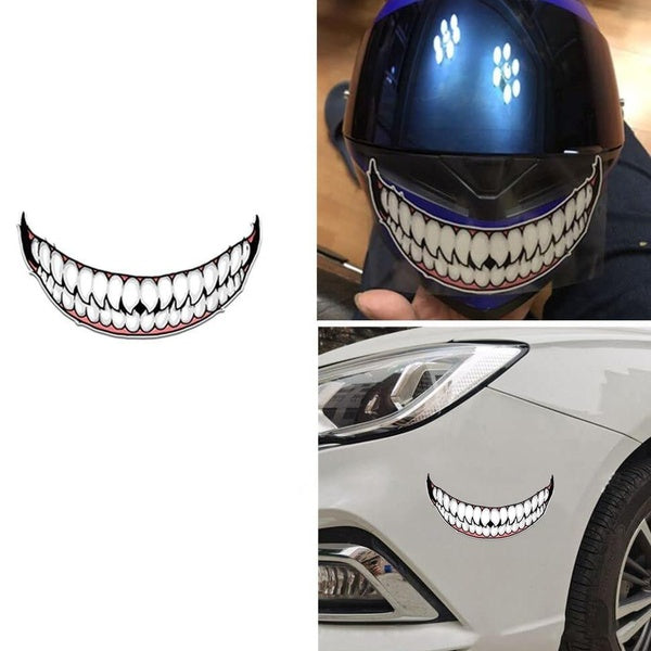 Decorative Stickers, Evil Teeth Tongue Decals for Motorcycle Helmets, Cars