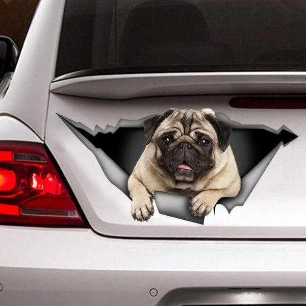 3D Pug Sticker Pet Decal Pug Decal Funny Dog Car Sticker