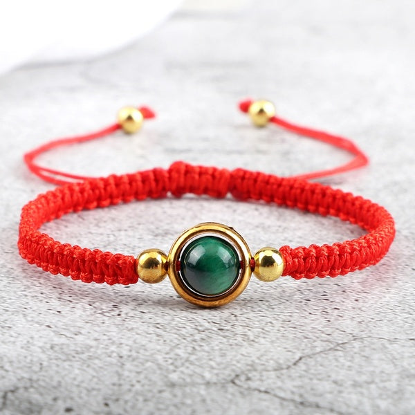 6 8mm Vert Tigre Bracelets De Mode Attirer Multicolore Corde Tressée À La Main Réglable Bijoux Pour Femme Homme Cadeaux Couple Bracelets