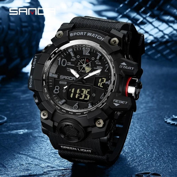 SANDA 3169 Marque Sport Militaire Montre Numérique Quartz Montre-Bracelet Design Tendance Résistant Aux Chocs Étanche Sport de Plein Air Hommes Montr