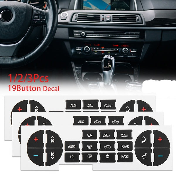 X AUTOHAUX 1-2-3Pcs Car AC Dash Button Decal Stickers for AC Panel Decals 19 Button for Chevrolet Suburban for GMC Acadia Black
