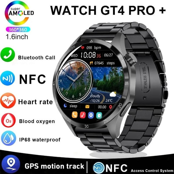 Smartwatch montre 4 PRO Max Smartwatch hommes 466*466 AMOLED HD écran BT appel GPS trajectoire NFC fréquence cardiaque glycémie montres intelligentes