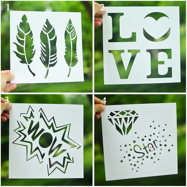 Plume amour pochoirs pour peinture murale bricolage Scrapbooking-album photo décoratif gaufrage cartes en papier travaux manuels artisanat