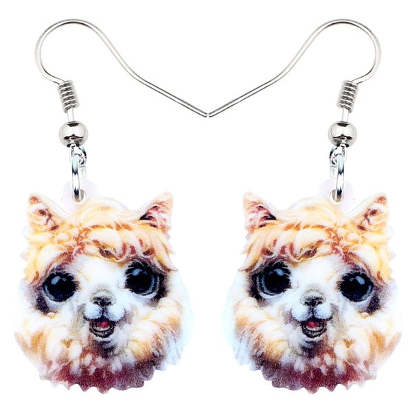 Acrylic Sweet Happy Alpaca Llama Earrings Drop Dangle Cute Anime Animal Jewelry For Women Girls Teens Gift Charms Party Accessories
