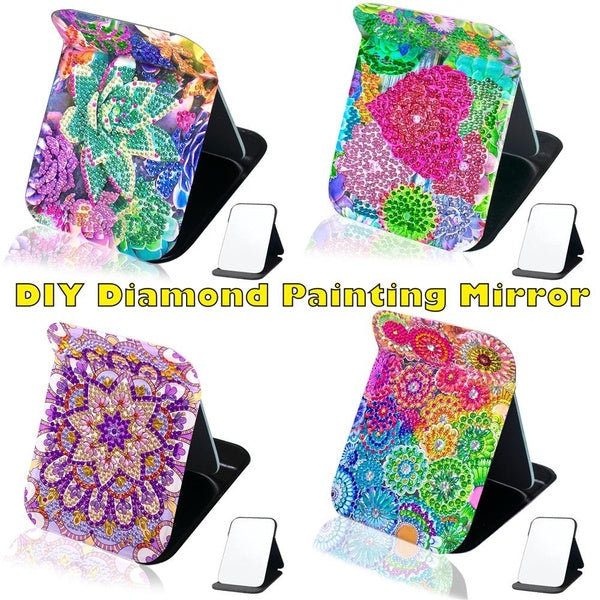 DIY Diamond Painting Mirror 5D Mandala Crystal Embroidery Kit Party Makeup Mirror Carry-on Ladies Mirror Valentine's Day Gift @#A09
