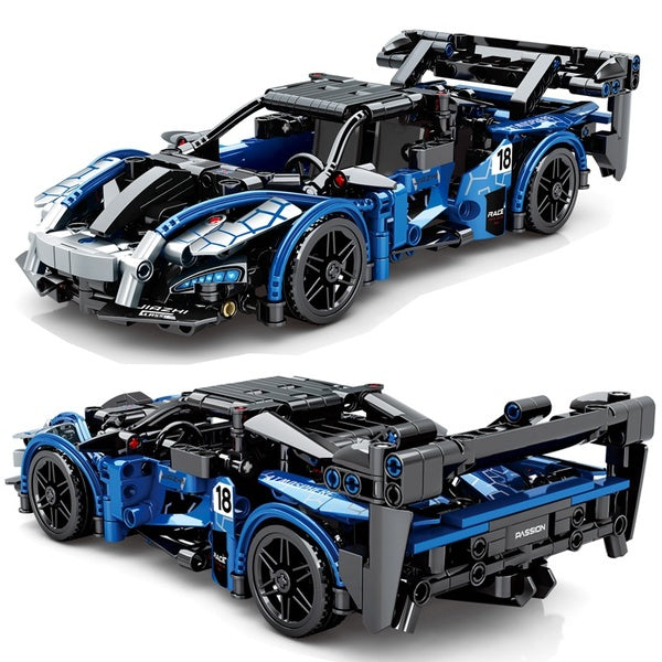 New Blue Super Sport Car Racing Model Building Block Brick Assembly Puzzle Toy Children Boy Gift