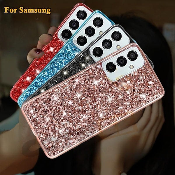 Pour Samsung Galaxy S23FE Bling Glitter Flash Téléphone Étui Pour Samsung Galaxy S24 S23Ultra S23Plus S23 S22Ultra S22 S21 S20 FE S21FE -A15 A14 A24
