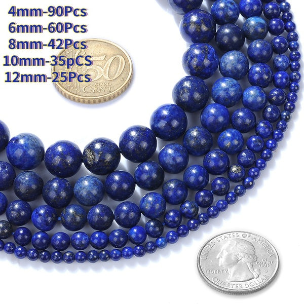 Natural Lapis LazuliBeads Round Loose Spacer Beads for Jewelry Making DIY Bracelet Ear Studs Accessories 4 6 8 10 12mm Length about14inches Matron Inn