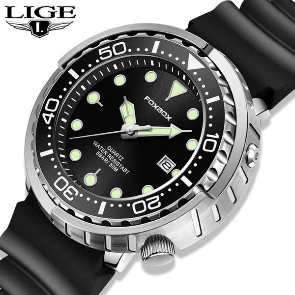 2023 LIGE Montre Hommes Top Marque Hommes Montres Silicone Étanche Casual Quartz Date Sport Militaire Mode Montre-Bracelet Relogio Masculino