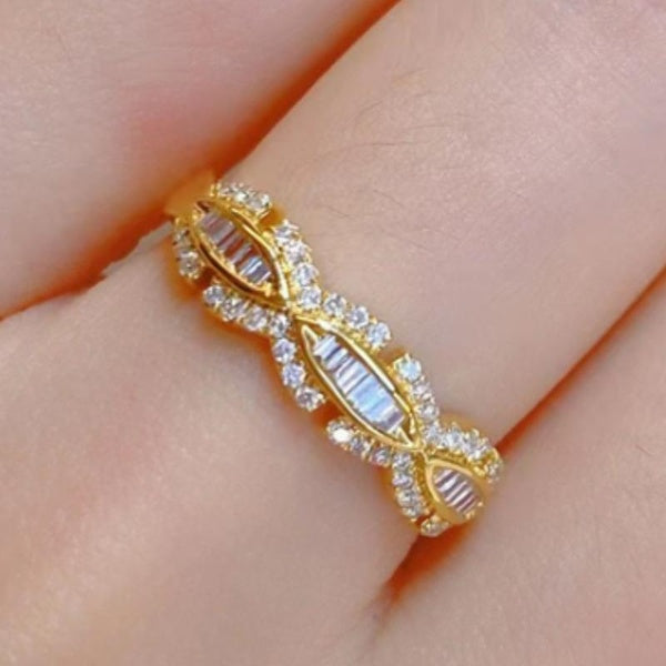 Fashion Ladies Intertwined Rings Micro Pave Cubic Zirconia Rings Daily Casual Accessories