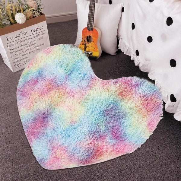 Heart Shape Soft Faux Wool Chair Cover Seat Cushion Furry Carpet Area Rugs Children Play Princess Room Decor Rug