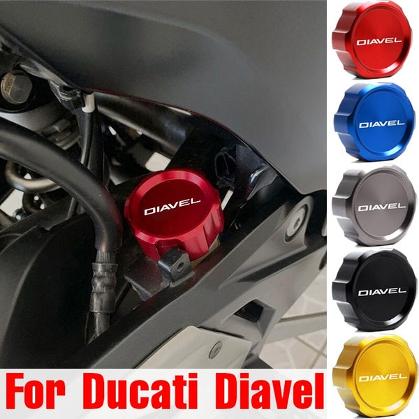 Motorcycle Accessories CNC Aluminum Rear Brake Fluid Reservoir Cover Cap for Ducati DIAVEL 2010 2011 2012 2013 2014