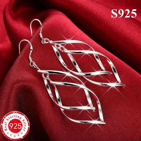 Charme en argent Sterling 925 pour femmes élégantes pendantes longues boucles d'oreilles pendantes cadeaux de couple bijoux de fête de mariage cadeau