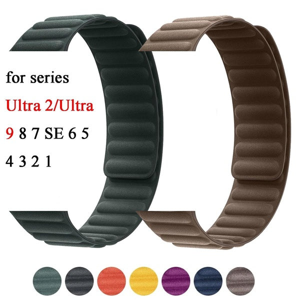 Nylon Band for Smart Watch Ultra 2-Ultra 9 8 7 49mm 45mm 41mm 44mm 40mm 38mm 42mm for SmartWatch Series SE 6 5 4 3 2 1, Magnetic Fine Woven Men Belt