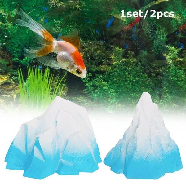 Décorations artificielles d'aquarium d'iceberg vue roche grotte pierre rocaille montagne Aquarium ornement décoration fond d'aquarium 1 ensemble-2 pi