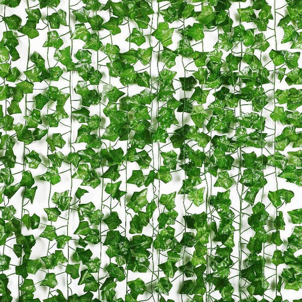 12 strips of 2.3 meters Fake Vines for Bedroom with Fake Leaves, Cute Artificial Ivy Vines, Green Hanging Ivy Vines Greenery Garland Fake Plants for