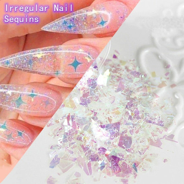 1 Bag Transparent Light Irregular Nail Sequins Acrylic Broken Glass Sparkly Nail Glitter Flakes 3D Nail Art Decoration