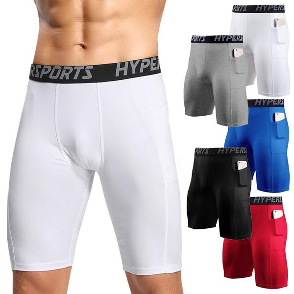 Short de compression, short de sport en élasthanne pour homme avec poches, Cool Dry Yoga Sports Workout Running Performance Base Layer Underwear