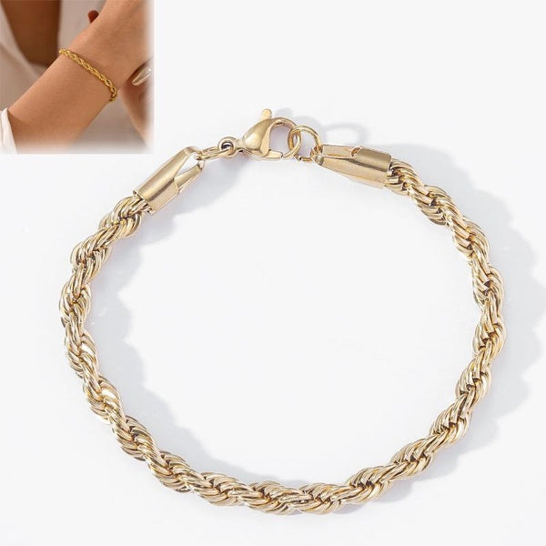 Chaîne Bracelets pour Hommes Femmes Acier Inoxydable Twist Bracelet Simple Classique Charme Barcelet Bijoux Cadeau pour Famille Amoureux Ami Grils, G