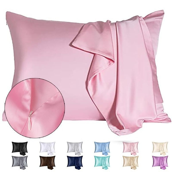 Silk Stain Pillowcase for Hair and Skin with Hidden Zipper, 22 Momme, 600 Thread Count, Soft Smooth Both Sided Stain Pillow Cover ( 20''×26'',20''×3