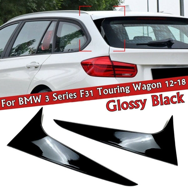 Rear Window Side Spoiler Splitter Glossy Black For BMW 3 Series F31 Touring Wagon 2012-2018