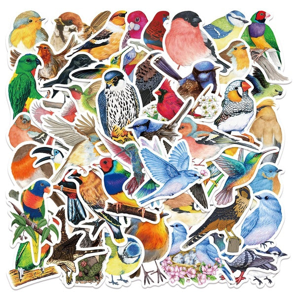10-50Pcs Watercolor Style Mixed Cute Bird Stickers Colorful Birds Graffiti Stickers for DIY Luggage Laptop Skateboard Motorcycle Bicycle Stickers
