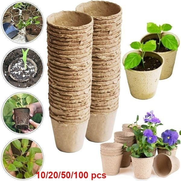 10-20-50-100PCS Peat Pots for Garden Seedling Tray Organic Germination Seedling Trays Biodegradable Flower Holders Gardening Tools