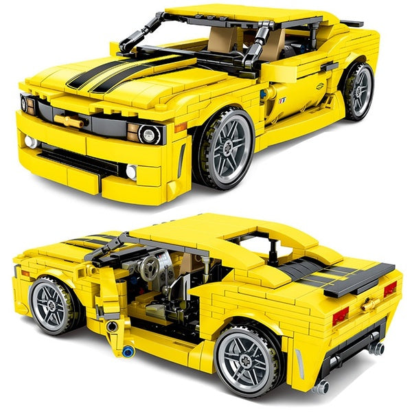 New Super Sport Racing Model Yellow Car Building Block Brick Educational Kid Toy Christmas Gift