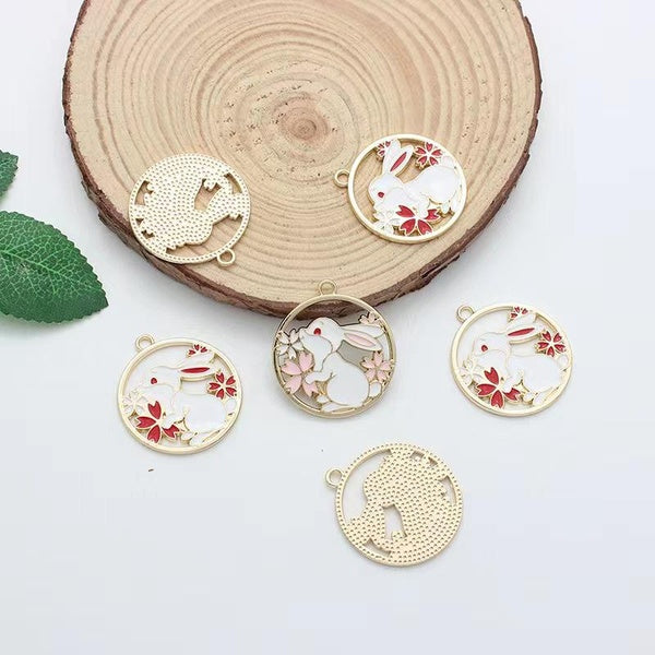 20pcs 30*27mmmm Enamel Rabbit Charms for Jewelry Making Alloy DIY Charms Pendants Necklaces Earrings Accessories Handmade Crafting