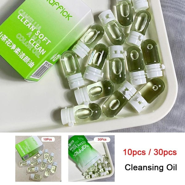 10-30pcs Travel Cleansing Oil, Portable Facial Cleansing Oil Makeup Remover, Camellia Secondary Throw Makeup Remover Oil Deep Cleaning
