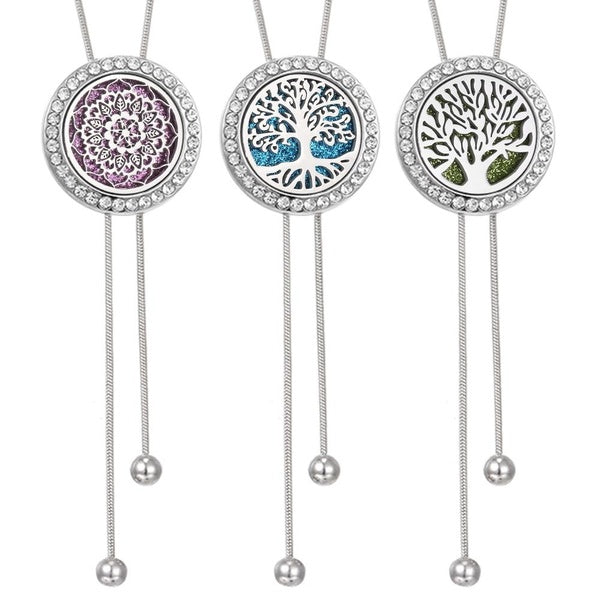 Aromatherapy Necklace Diffuser Pendant Open Locket Tassel Necklaces Tree Flower Crystal Aroma Perfume Essential Oils Necklace