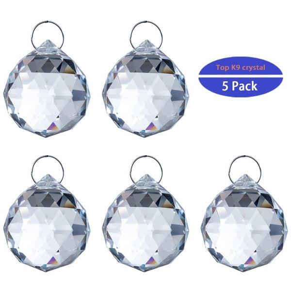 5pcs-lot Clear Faceted Crystal Chandelier Parts Pendant Prisms Lighting Ball feng shui Suncatcher Wedding Home Decor
