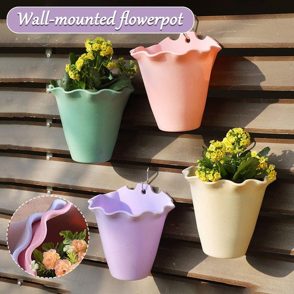 2021 new 6 colors Wall Hanging Planter Plastic Convenience Wall Mount Flowerpot Plants Container Basket For Indoor Outdoor Hanging flowerpot