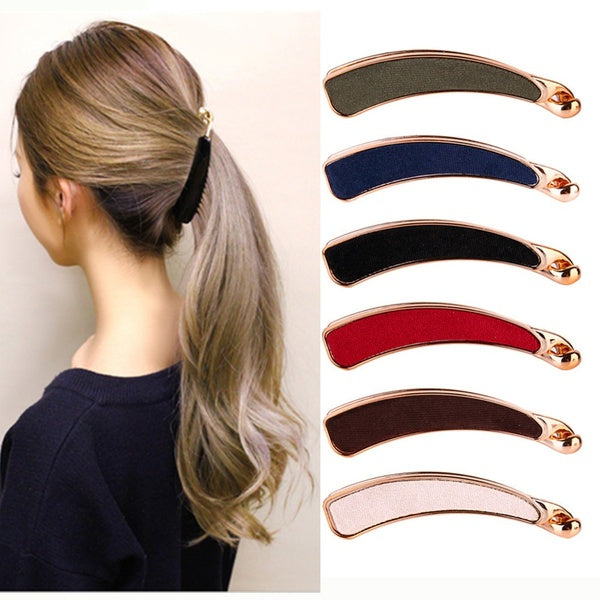 Hi Elegant Solid Cloth Hairpins Girl Banana Barrettes Clip for Female with Teeth Hair Clip Hair Accessories Matron Inn