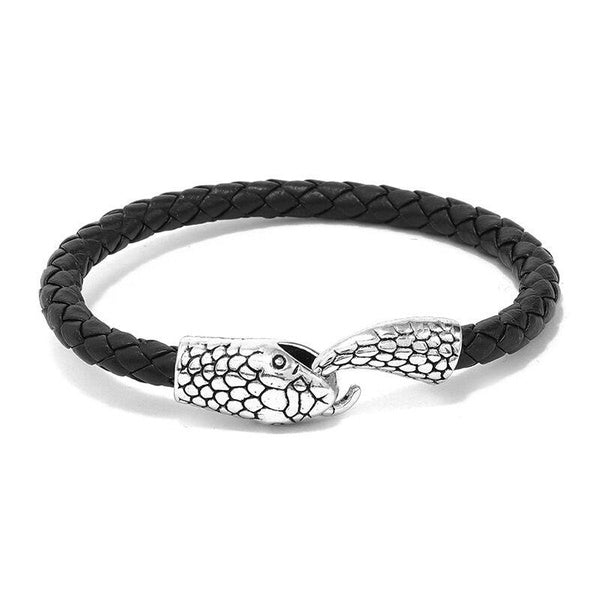 Vintage Snake Bracelet Men Braided Leather Braclet Lucky Red Opening Bangle Hand Accessories Indian Jewellery Punk Joias