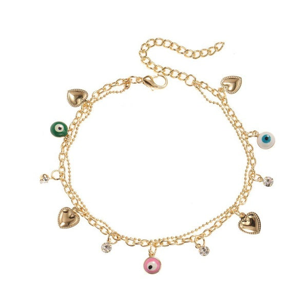 2023 Charm Jewelry Gold Adjustable Chain Eye Anklets for Women Vintage Copper Enamel Anklet Summer Accessories Matron Inn