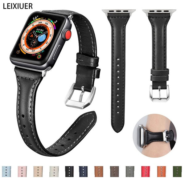 LEIXIUER Slim Genuine Leather band strap for apple watch Ultra 49mm 8 7 41mm 45mm 6 SE 5 44mm 40mm soft Smartwatch Accessories Sport bracelet for iWa