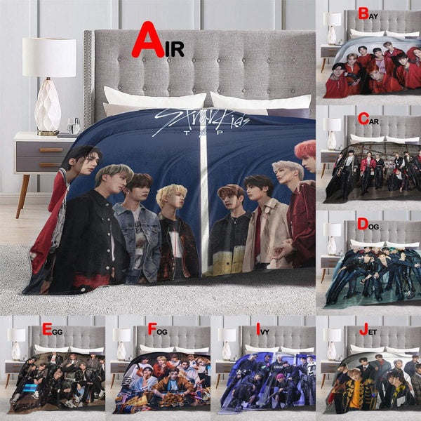 Kpop Boys Group Stray Kids Blankets for Beds Super Soft Winter Warm Throw Blanket Flannel Blanket