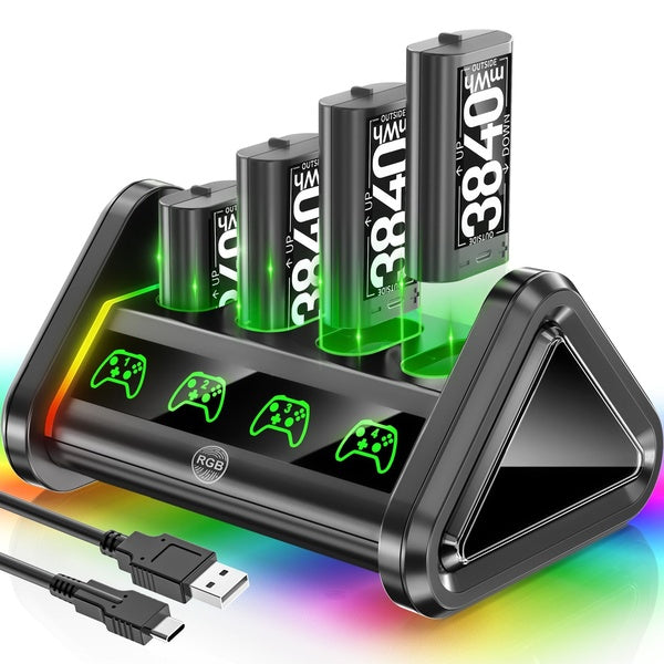Pack de batteries rechargeables pour Xbox One-Xbox Series X S, 4 batteries 4800mWh (2000mAh) pour manette Xbox One, pack de batteries avec station de