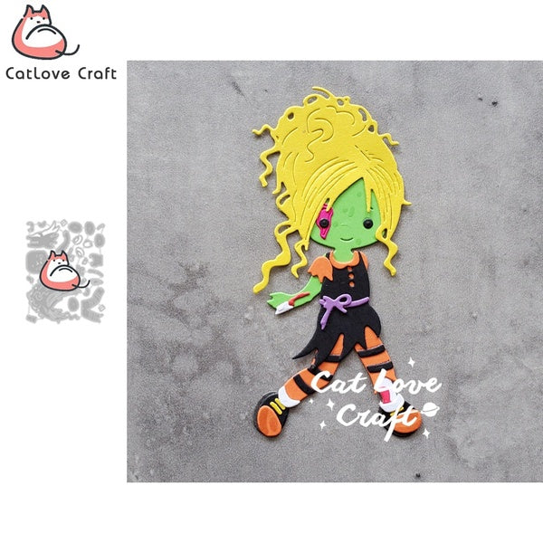 Catlove Halloween fille métal coupe matrices Scrapbooking moule pochoir découpes fabrication de cartes bricolage artisanat gaufrage nouvelles matrice