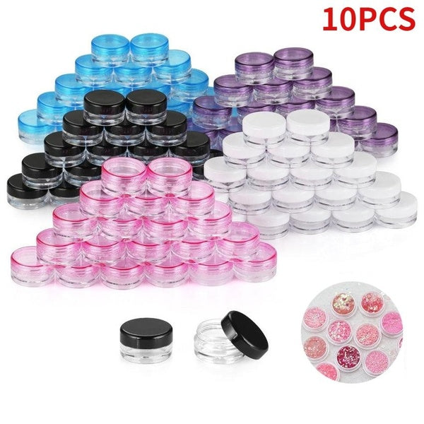 10 Pieces Empty Sample Container with Lids Cosmetic Jars Clear Plastic Bottle for Make Up Nails Jewelry Beauty Home Kitchen