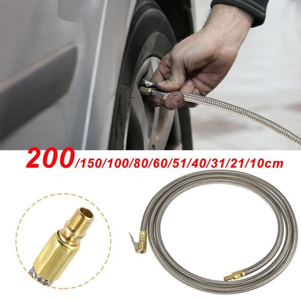 200-150-100-80-60-40-31-21-10cm Bike Motorcycle Car Tire Air Inflator Hose Inflatable Tube Hose Inflator Tube Connection Quick Inflation Chuck Lockin