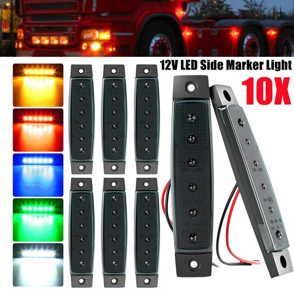 10PCS 3.8" LED Amber Smoked Lens Side Marker Indicator Lights Clearance Lamp 6 SMD for Truck Trailer Pickup Boat 12V