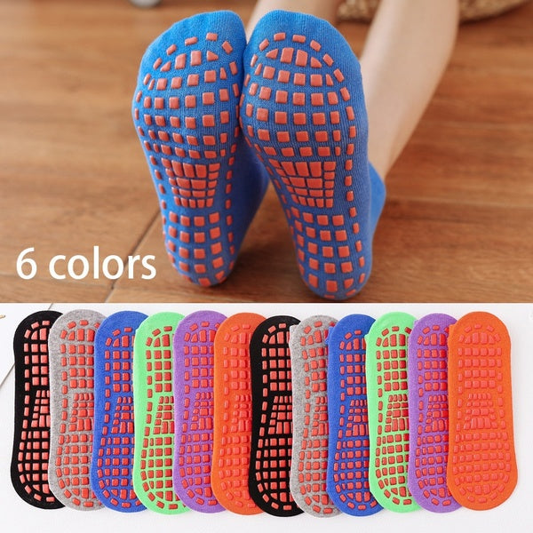 6 Colors Glue Point Cotton Yoga Socks Sweat-absorbent Breathable Trampoline Socks Indoor Non-slip Floor Socks for Women and Men