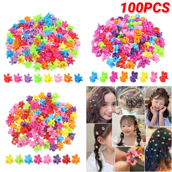 100PCS Flower-Crown-Rabbit Mini Claw Clips Candy Color Hair Clips Claw Barrettes Hair Accessories for Baby Girls Women