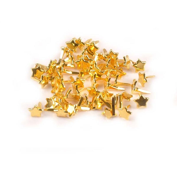 50pcs - lot Golden Metal Crafts Star Brads Embellissements Pour Scrapbooking Décoration Attache Brads DIY Accessoires 8x11mm CP2403
