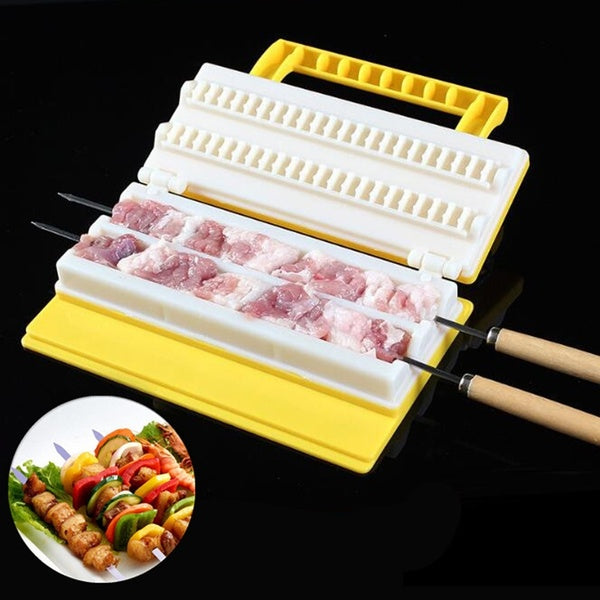 1PC BBQ Kebab Maker Single - Double Row Meat Skewer Machine Quick Skewer Easy BBQ Tools New Outdoor Kitchen Accessories QA 039
