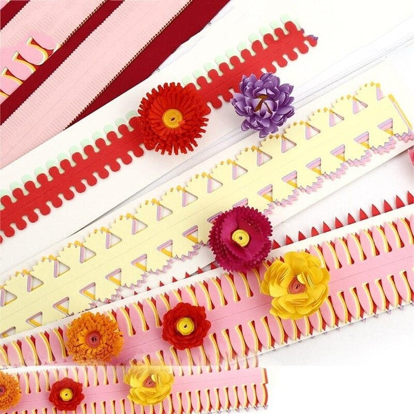 7 Colors Flower Shaped Strip Paper Strip DIY Handmade Colored Flower Type Paper Quilling Roll Paper Student Early Education Art