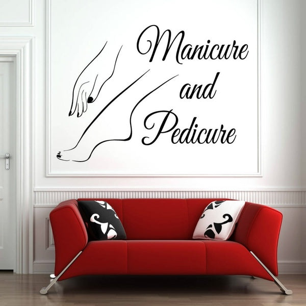 Vinyle Mur Fenêtre Decal Nail Art Polonais Wall Sticker Salon De Beauté Manucure Pédicure Mur Art Mural Nail Salon Décoration